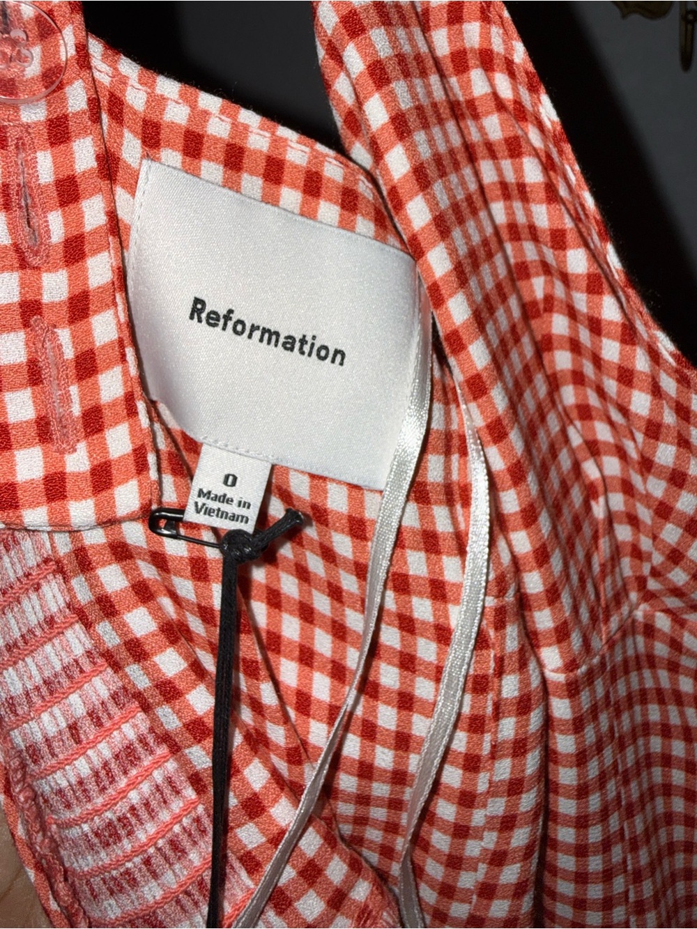 BRAND NEW Reformation Wynn Dress Strawberry Check Size 0!! SOLD OUT ONLINE - Picture 5 of 16